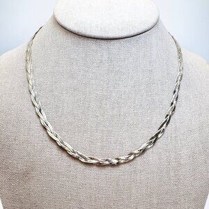 Sterling Silver 925 Braided Flattened Curb Link Chain 5mm Size 17.5" Length